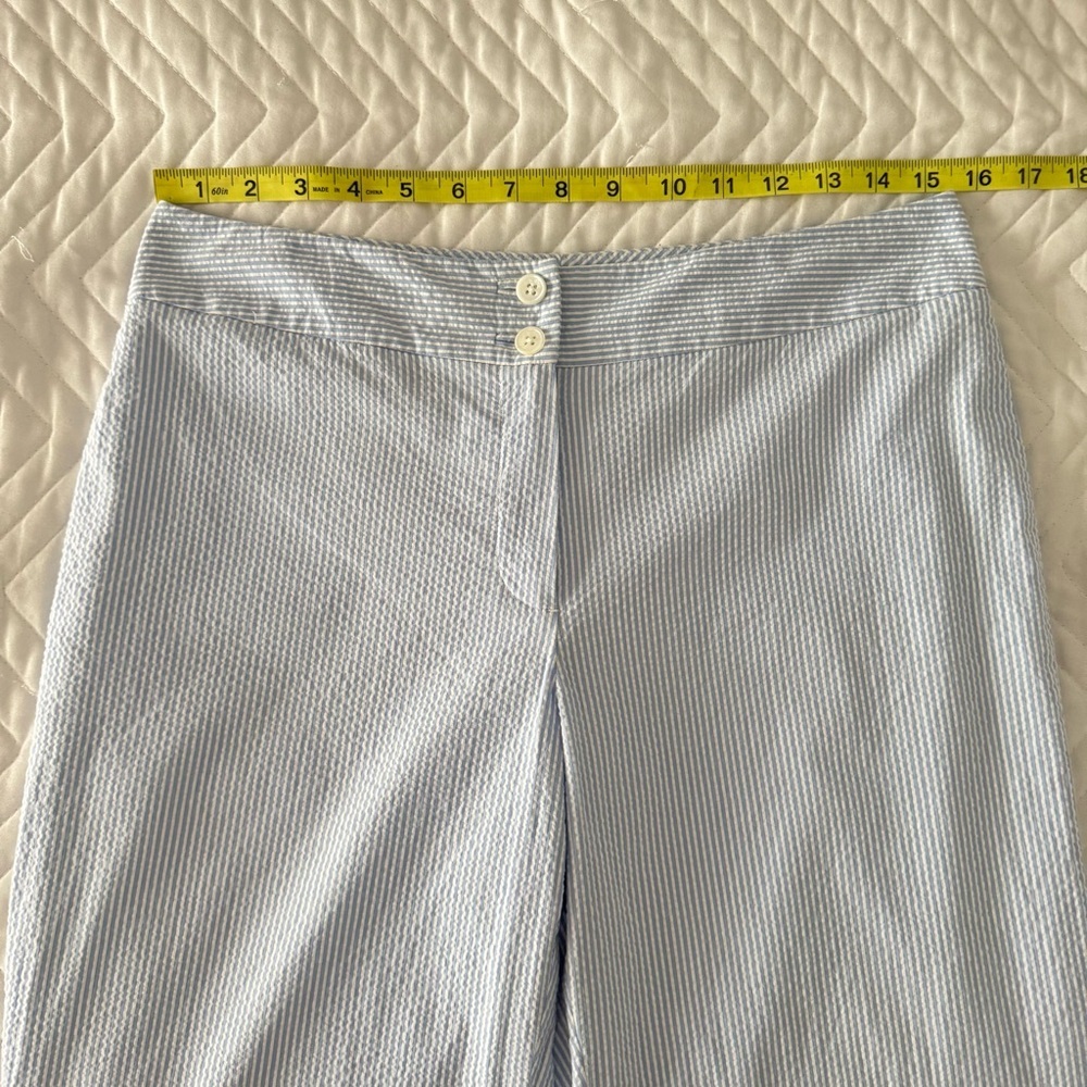 Brooks Brothers Wide Leg Lined Seersucker Slacks Blue White Petite - Picture 8 of 8